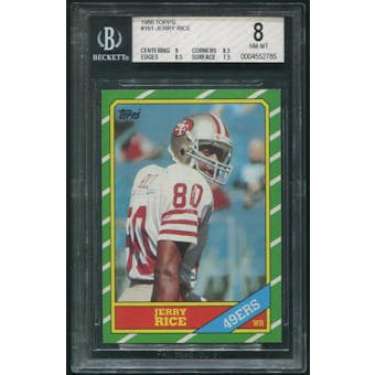 1986 Topps Football #161 Jerry Rice Rookie BGS 8 (NM-MT)