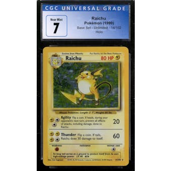 Pokemon Base Set Unlimited Raichu 14/102 CGC 7 No Subs