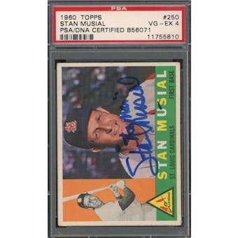 1960 Topps #250 Stan Musial PSA 4 Autograph AUTH *5810 (Reed Buy)