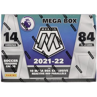 2021/22 Panini Mosaic Premier League EPL Soccer Mega 20-Box Case (Reactive Red Parallels!)