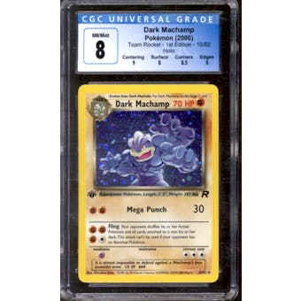 Pokemon Team Rocket 1st Edition Dark Machamp 10/82 CGC 8