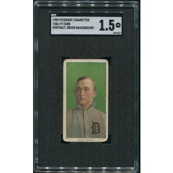 1909-11 T206 Baseball Ty Cobb Green Portrait Piedmont SGC 1.5 (FR)