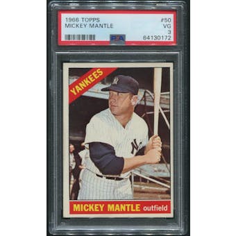 1966 Topps Baseball #50 Mickey Mantle PSA 3 (VG)