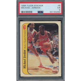 1986/87 Fleer Sticker #8 Michael Jordan PSA 5 *0294 (Reed Buy)
