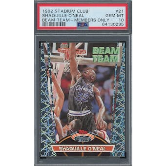 1992/93 Stadium Club Beam Team Members Only #21 Shaquille O'Neal PSA 10 *0295 (Reed Buy)