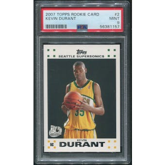 2007/08 Topps Rookie Set #2 Kevin Durant Rookie PSA 9 (MINT)