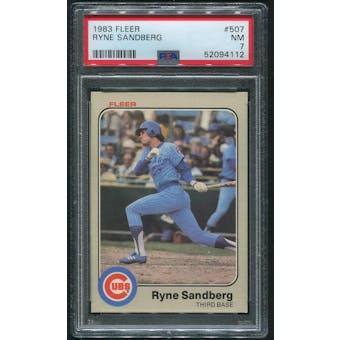1983 Fleer Baseball #507 Ryne Sandberg Rookie PSA 7 (NM)