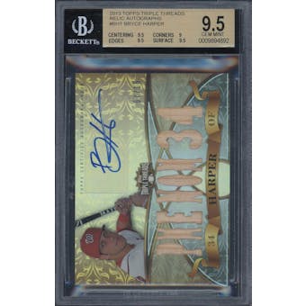 2013 Topps Triple Threads Relic Auto #BH1 Bryce Harper #/18 BGS 9.5 Auto 9 *4892 (Reed Buy)