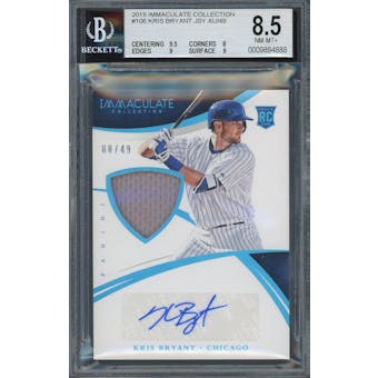 2015 Immaculate #106 Kris Bryant RC Auto Patch  #/49 BGS 8.5 Auto 10 *4888 (Reed Buy)