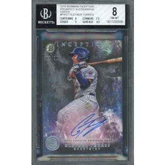 2016 Bowman Inception Prospect Auto #PAGT Gleyber Torres Green Parallel #/50 BGS 8 *3556 (Reed Buy)