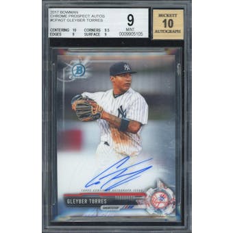 2017 Bowman Chrome Prospects #CPAGT Gleyber Torres Auto BGS 9 Auto 10 *5105 (Reed Buy)