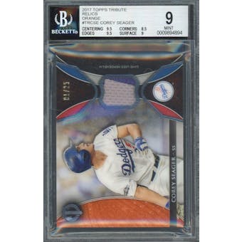 2017 Topps Tribute Relics #TRCSE Corey Seager Orange Parallel #/25 BGS 9 *4894 (Reed Buy)