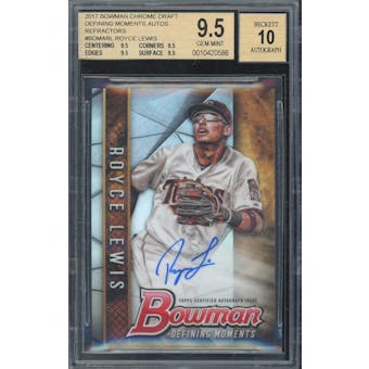 2017 Bowman Chrome Defining Moments #BDMARL  Royce Lewis #/99 BGS 9.5 Auto 10 *0586 (Reed Buy)