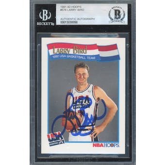 1991/92 Hoops #576 Larry Bird Autograph BAS AUTH *0058 (Reed Buy)