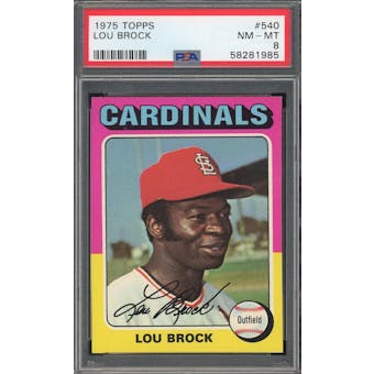 1975 Topps #540 Lou Brock PSA 8 *1985 (Reed Buy)