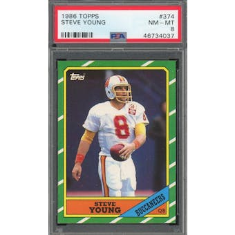 1986 Topps #374 Steve Young RC PSA 8 *4037 (Reed Buy)