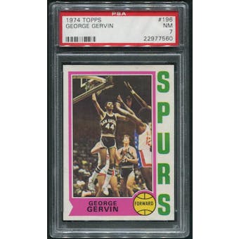 1974/75 Topps Basketball #196 George Gervin Rookie PSA 7 (NM)