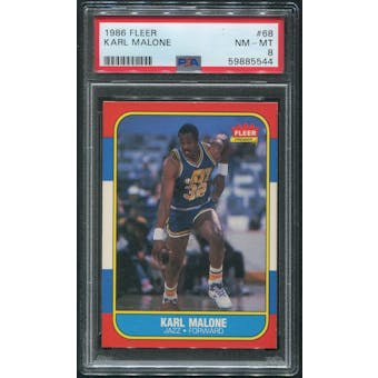 1986/87 Fleer Basketball #68 Karl Malone Rookie PSA 8 (NM-MT)