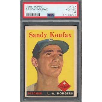 1958 Topps #187 Sandy Koufax PSA 4 *4091 (Reed Buy)