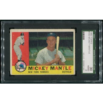1960 Topps Baseball #350 Mickey Mantle SGC 2 (GOOD)