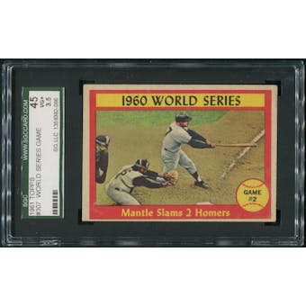 1961 Topps Baseball #307 World Series Mickey Mantle Slams 2 Homers SGC 3.5 (VG+)
