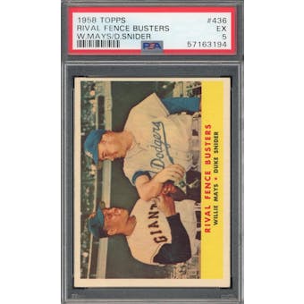 1958 Topps #436 Rival Fence Busters Mays/Snider PSA 5 *3194 (Reed Buy)
