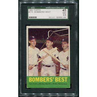 1963 Topps Baseball #173 Bomber's Best Mickey Mantle SGC 3.5 (VG+)
