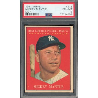 1961 Topps #475 Mickey Mantle MVP PSA 6 *4357 (Reed Buy)