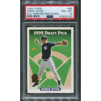 1993 Topps Baseball #98 Derek Jeter Inaugural Marlins Rookie PSA 8 (NM-MT)