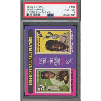 1975 Topps #192 MVP Berra/Mays PSA 8 *4181 (Reed Buy)