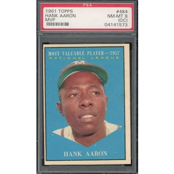 1961 Topps #484 Hank Aaron MVP PSA 8OC *1573 (Reed Buy)