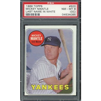 1969 Topps #500 Mickey Mantle WL PSA 8OC *4085 (Reed Buy)