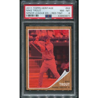 2011 Topps Heritage Minors Baseball #44 Mike Trout Red Tint Rookie #283/620 PSA 8 (NM-MT)
