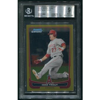 2012 Bowman Chrome Baseball #157 Mike Trout Gold Refractor #20/50 BGS 9 (MINT)