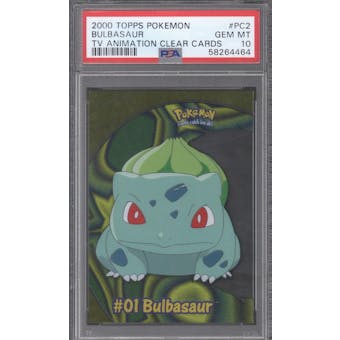 Topps TV Animation Pokemon Bulbasaur #PC2 Clear Card PSA 10 (Topps 2000) (Reed Buy)