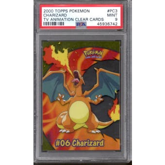 Topps TV Animation Pokemon Charizard #PC3 Clear Card PSA 9 (Topps 2000)