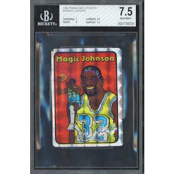 1985 Prism Jewel Stickers #6 Magic Johnson BGS 7.5 *8259 (Reed Buy)