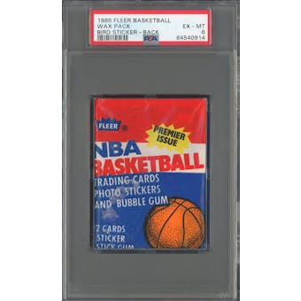 1986/87 Fleer Basketball Wax Pack Bird Sticker Back PSA 6 *0914 (Reed Buy)