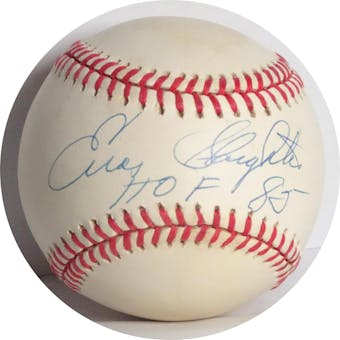 Enos Slaughter Autographed AL Budig Baseball (HOF 85) JSA D76503 (Reed Buy)