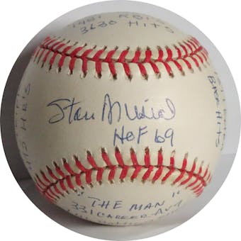 Stan Musial Autographed NL Coleman Baseball (HOF 69 + stats) Reggie Jackson COA #/1000 (Reed Buy)