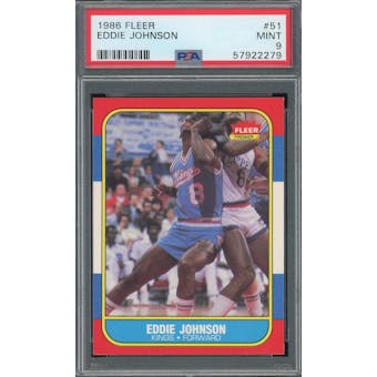 1986/87 Fleer #51 Eddie Johnson RC PSA 9 *2279 (Reed Buy)