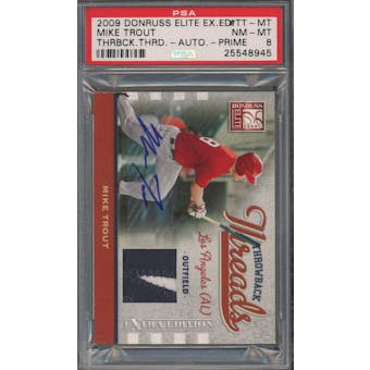 2009 Elite Extra Edition #TTMT Mike Trout Throwback Threads Auto Prime #/50 PSA 8 *8945 (Reed Buy)