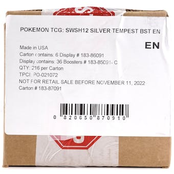 Pokemon Sword & Shield: Silver Tempest Booster 6-Box Case