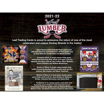 2021/22 Leaf Lumber Hockey Hobby 10-Box Case (Presell)