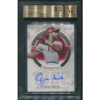 2018 Topps Luminaries #HKOSM Ozzie Smith Hit Kings Red Auto #06/10 BGS 9.5 (GEM MINT)