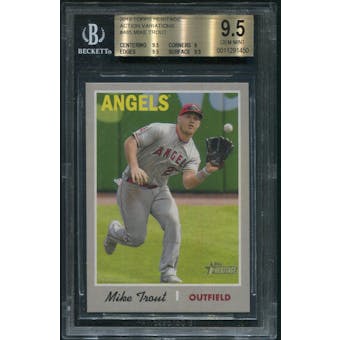 2019 Topps Heritage Baseball #485 Mike Trout Action Variation BGS 9.5 (GEM MINT)