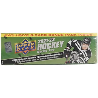 2021/22 Upper Deck Series 2 Hockey Factory Set (Box) (Bonus Pack with 3 Young Guns and 3 Purple Dazzlers!)