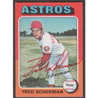 1975 Topps Baseball #525 Fred Scherman Signed in Person Auto (Red)