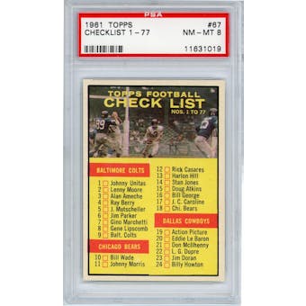 1961 Topps #67 Checklist 1-77 PSA 8 *1019 (Reed Buy)