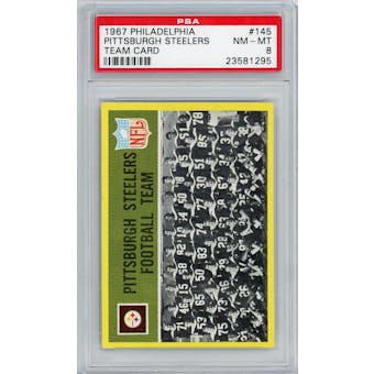 1967 Philadelphia #145 Pittsburgh Steelers Team Card PSA 8 *1295 (Reed Buy)